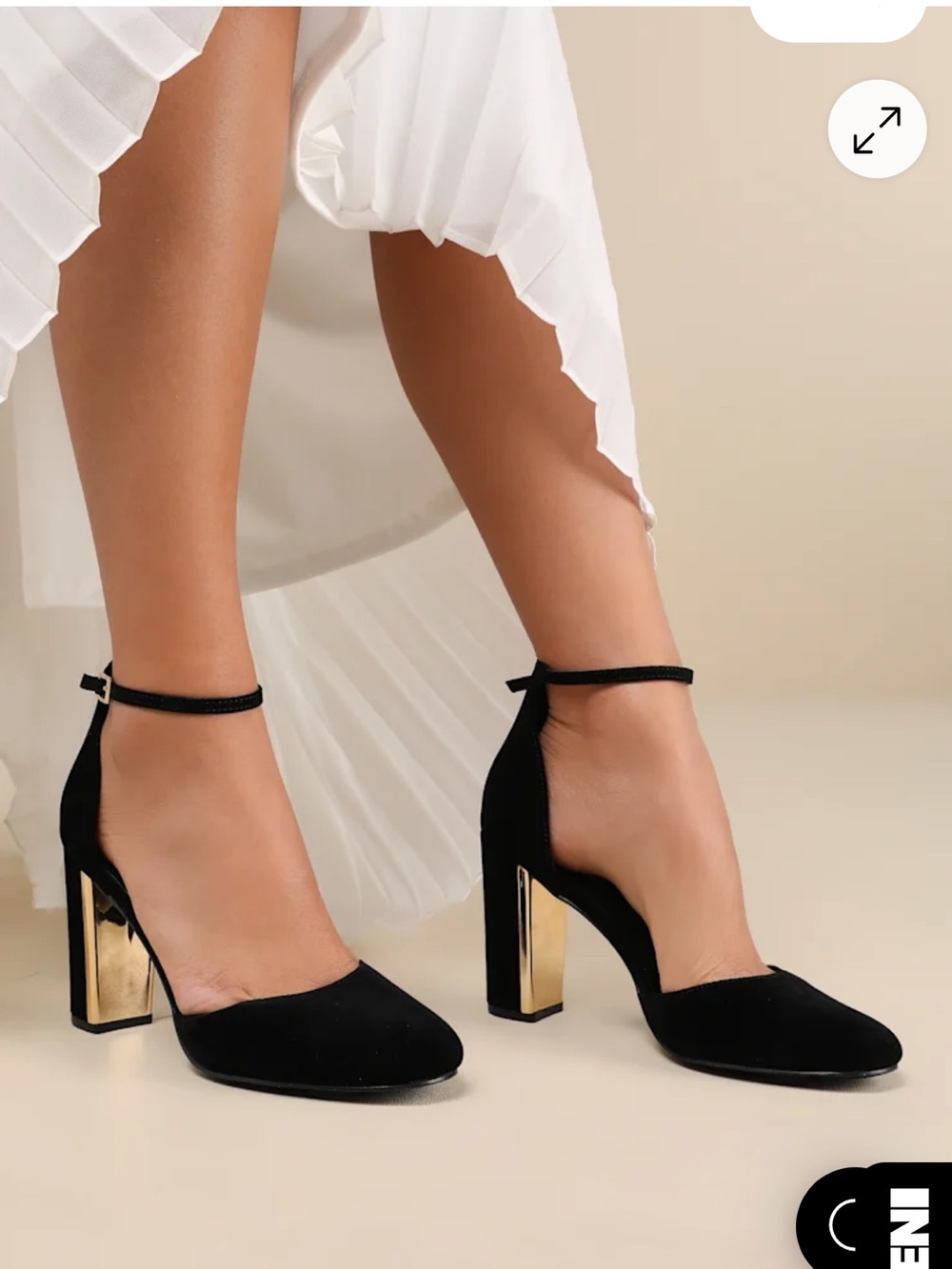 Black Velvet and gold Ankle-Strap Block Heels - never worn
